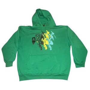 Y2K 2006 Nintendo Mens Size XL Distressed Zelda Game Hoodie Sweatshirt Green
